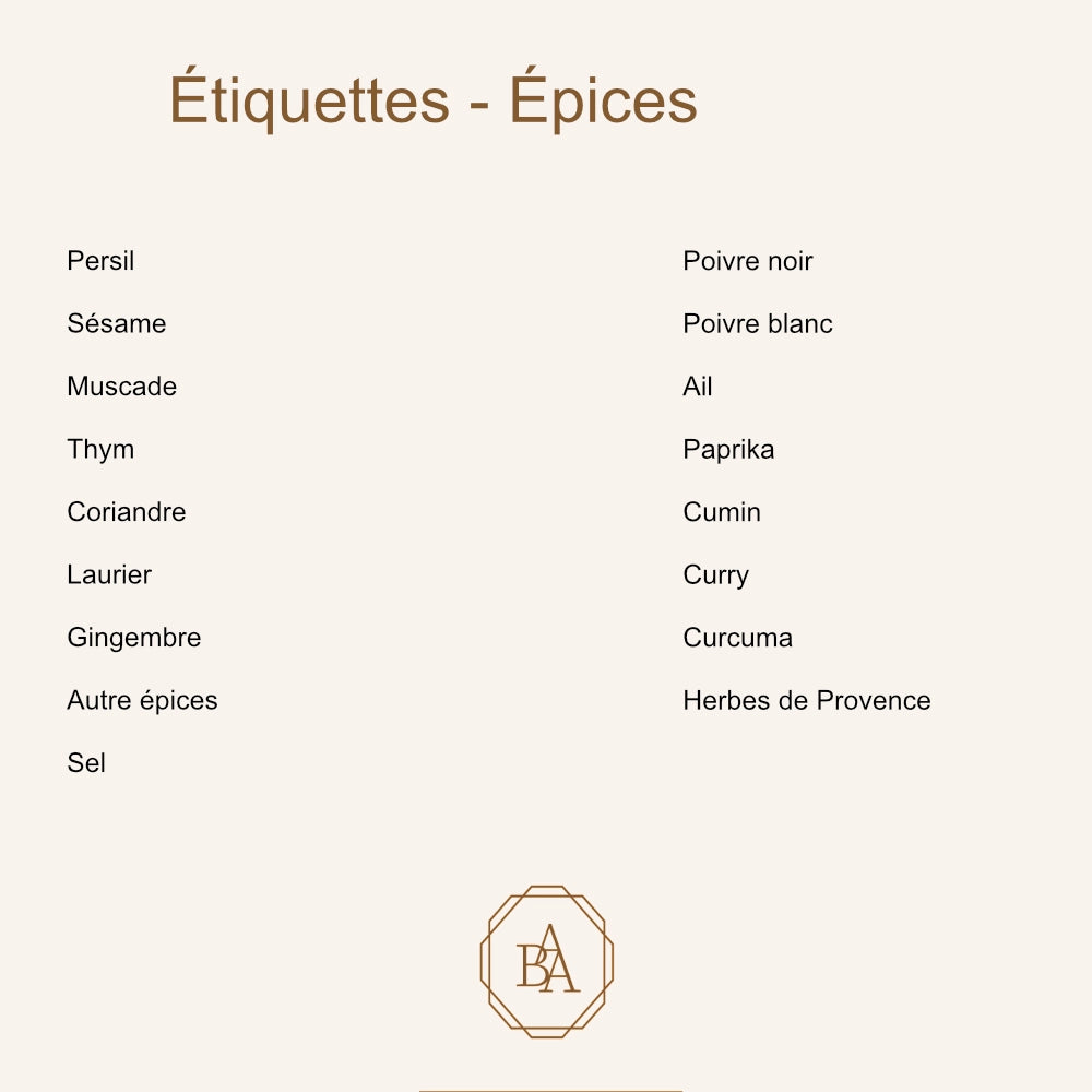 Étiquettes Épices (Rectangles)