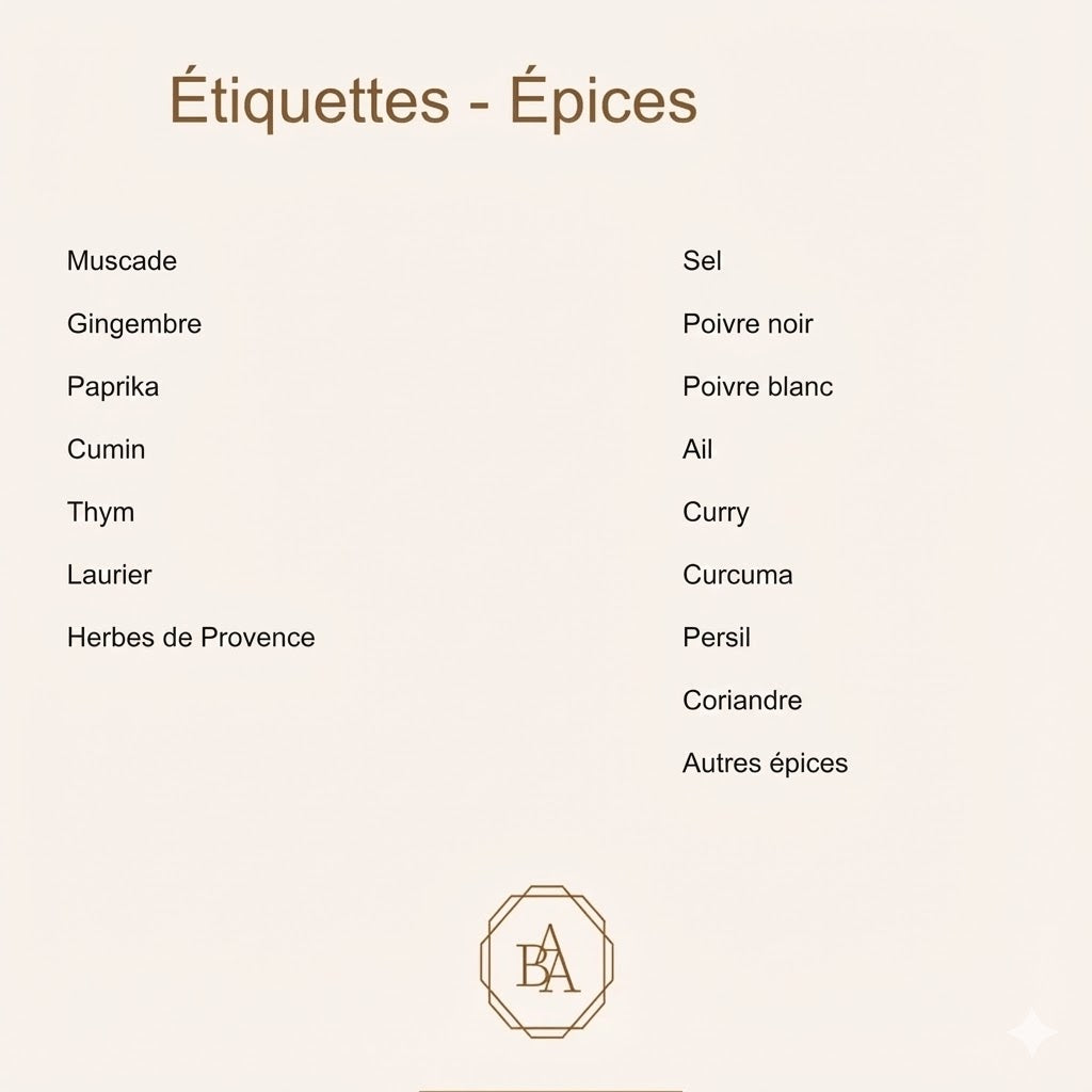 Étiquettes Épices (Carrées)